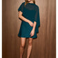 Satin Bias Slip Mini Dress with Sheer Cape