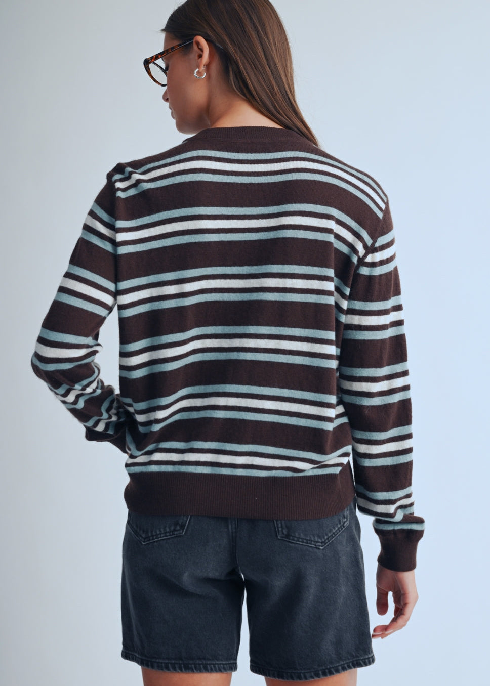 Stripe Crewneck in Chocolate
