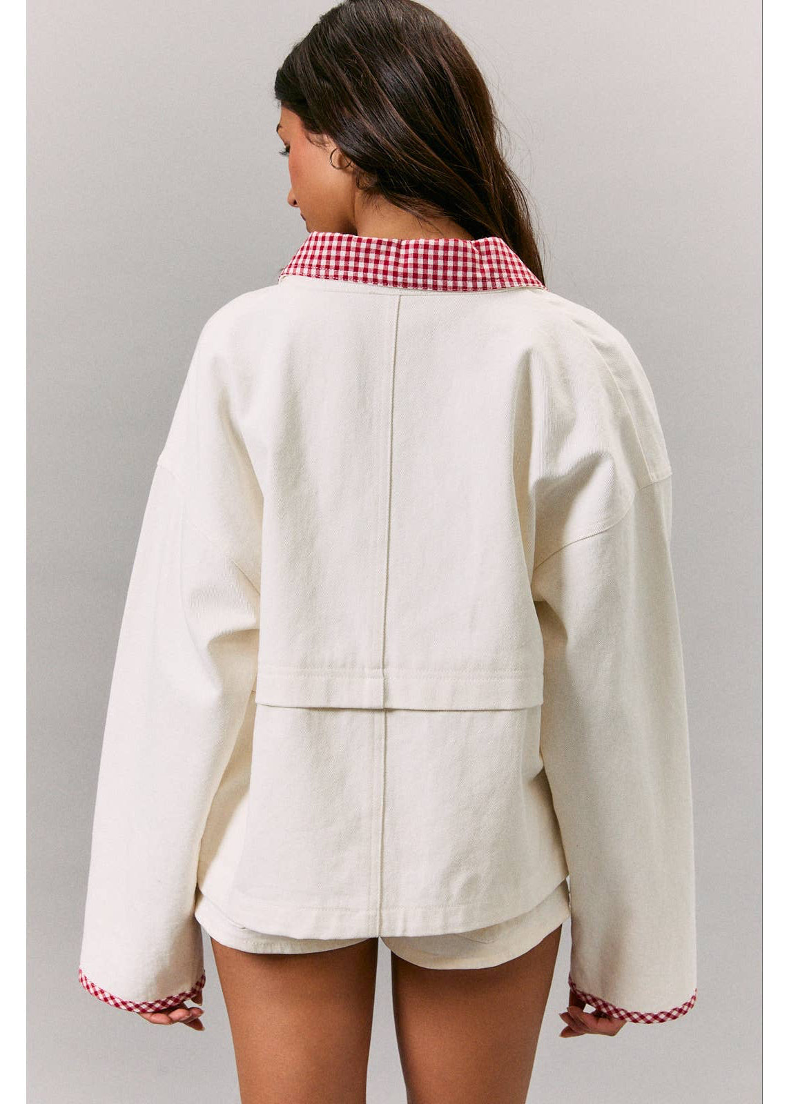 Jacket with Gingham Contrast Detailing