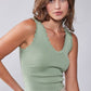 Lush Rib Tank Top in Green