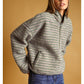 Multi Stripe Sherpa Half Zip Pullover in Grey/Purple