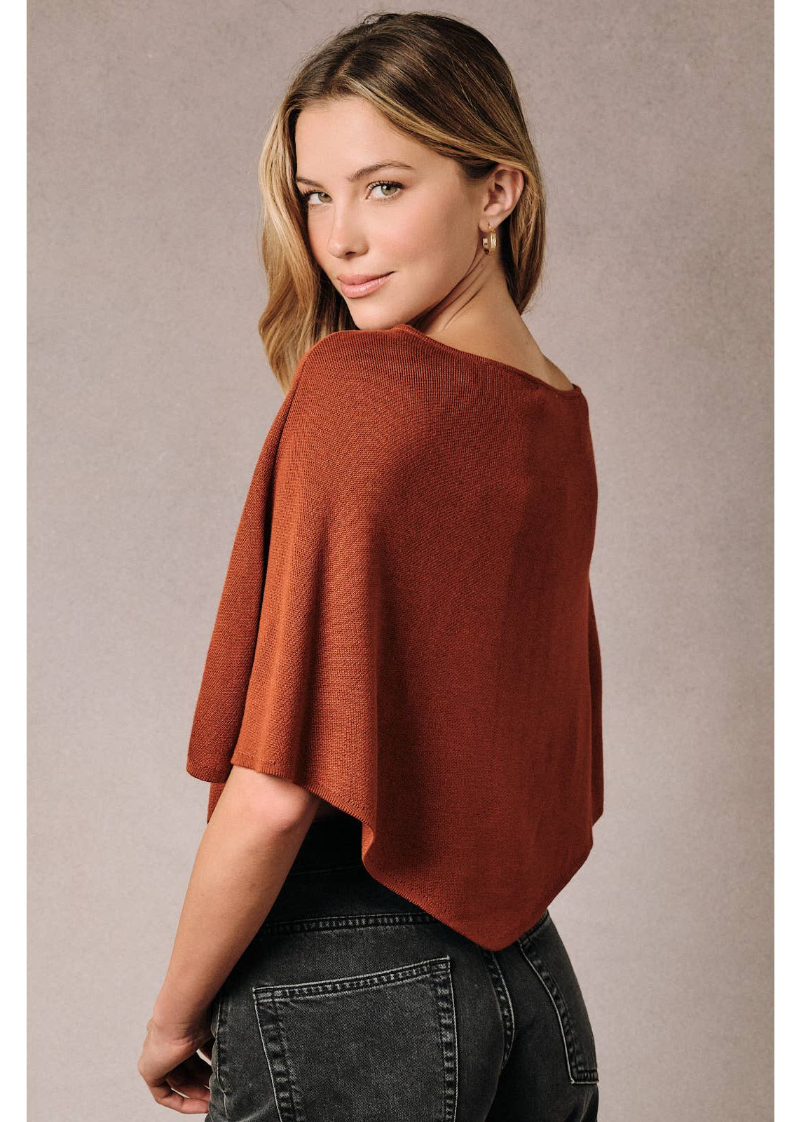 Boat Neck Knit Pullover in Rust