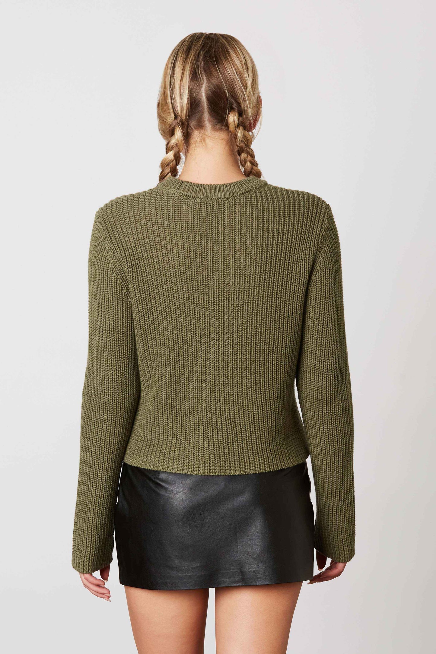 Olive Knit Ribbed Sweater