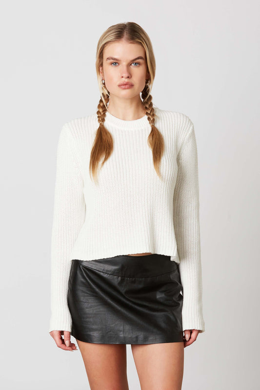 White Knit Ribbed Sweater