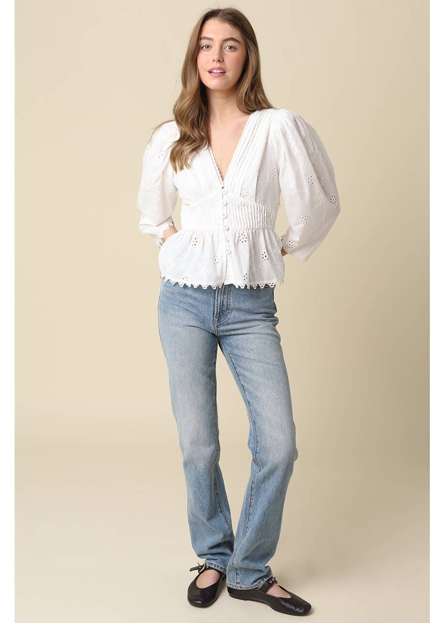 Pintuck Peplum Blouse