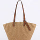 Woven Tote Bag with Leather Straps