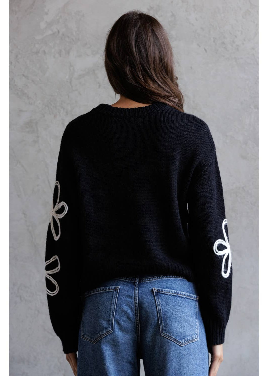 Floral Detail Crewneck Sweater