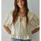 Woven Embroidered Wide Collar Blouse