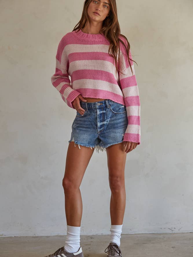 Pink Striped Dreams Sweater