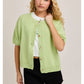 Short Sleeve Sweater Cardigan in Light Green