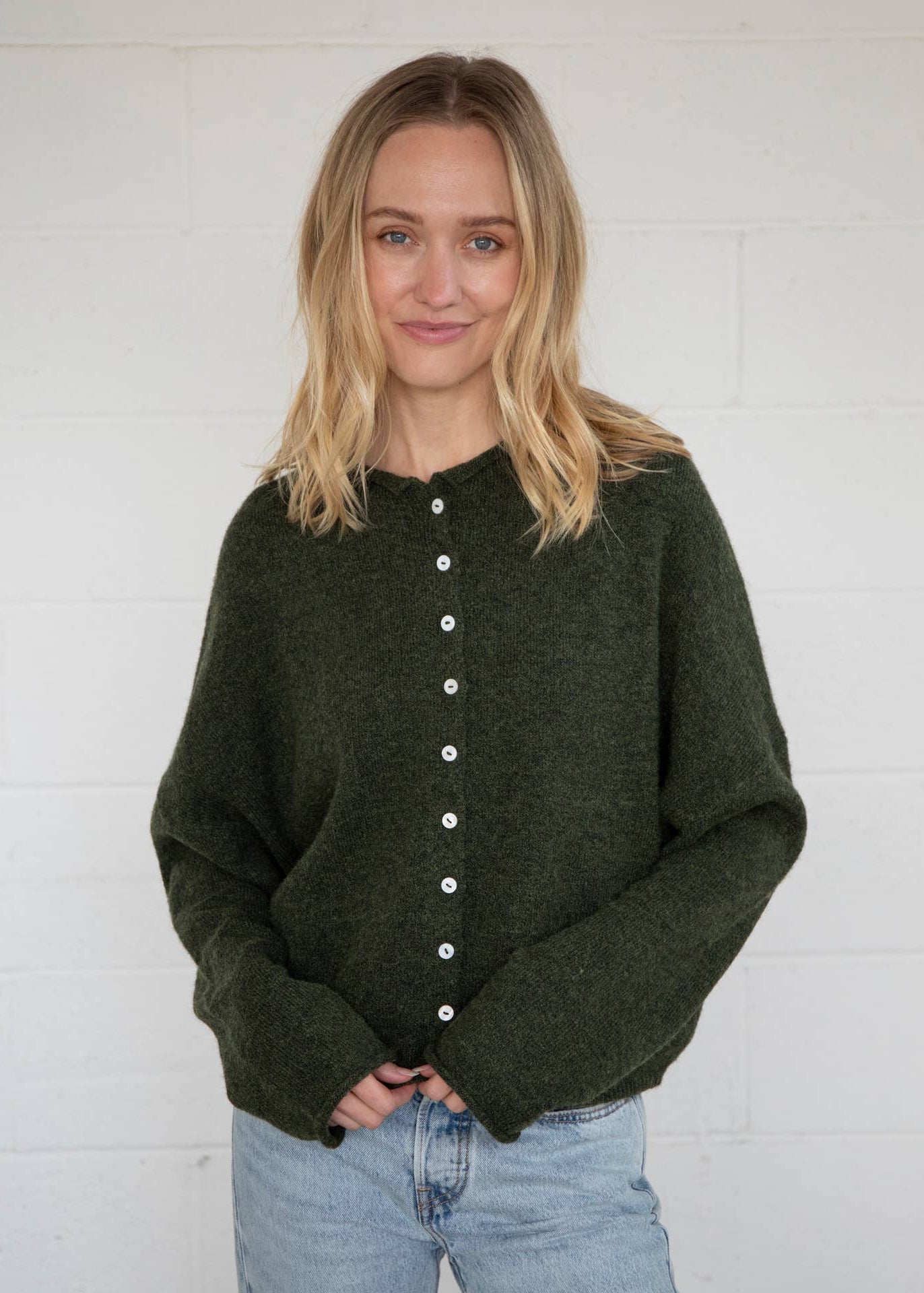 Clara Cardigan in Hunter Green