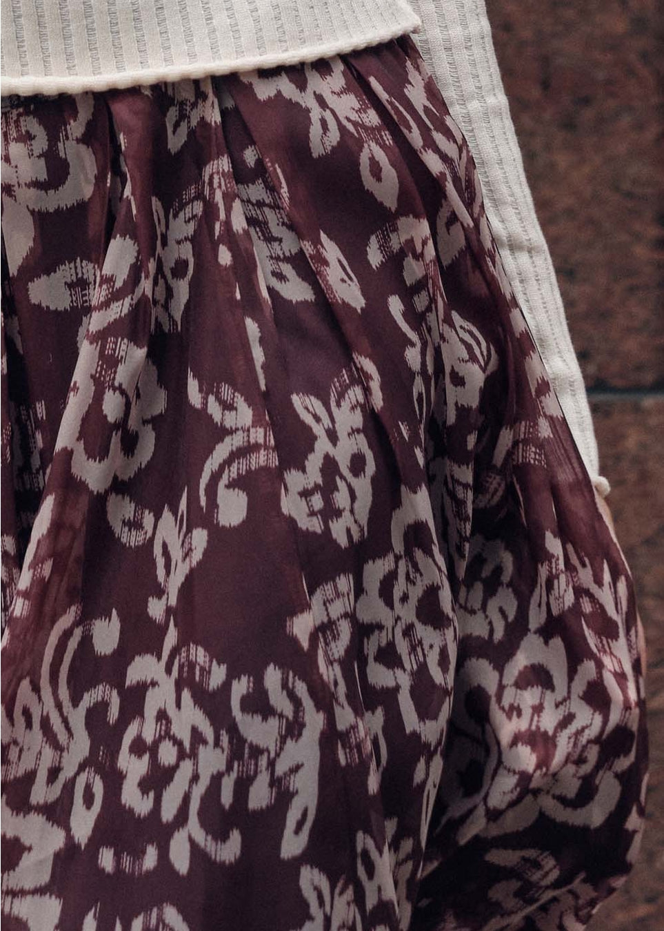 Floral Organza Pleated Circle Midi Skirt