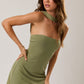 Strapless Mini Dress in Evergreen
