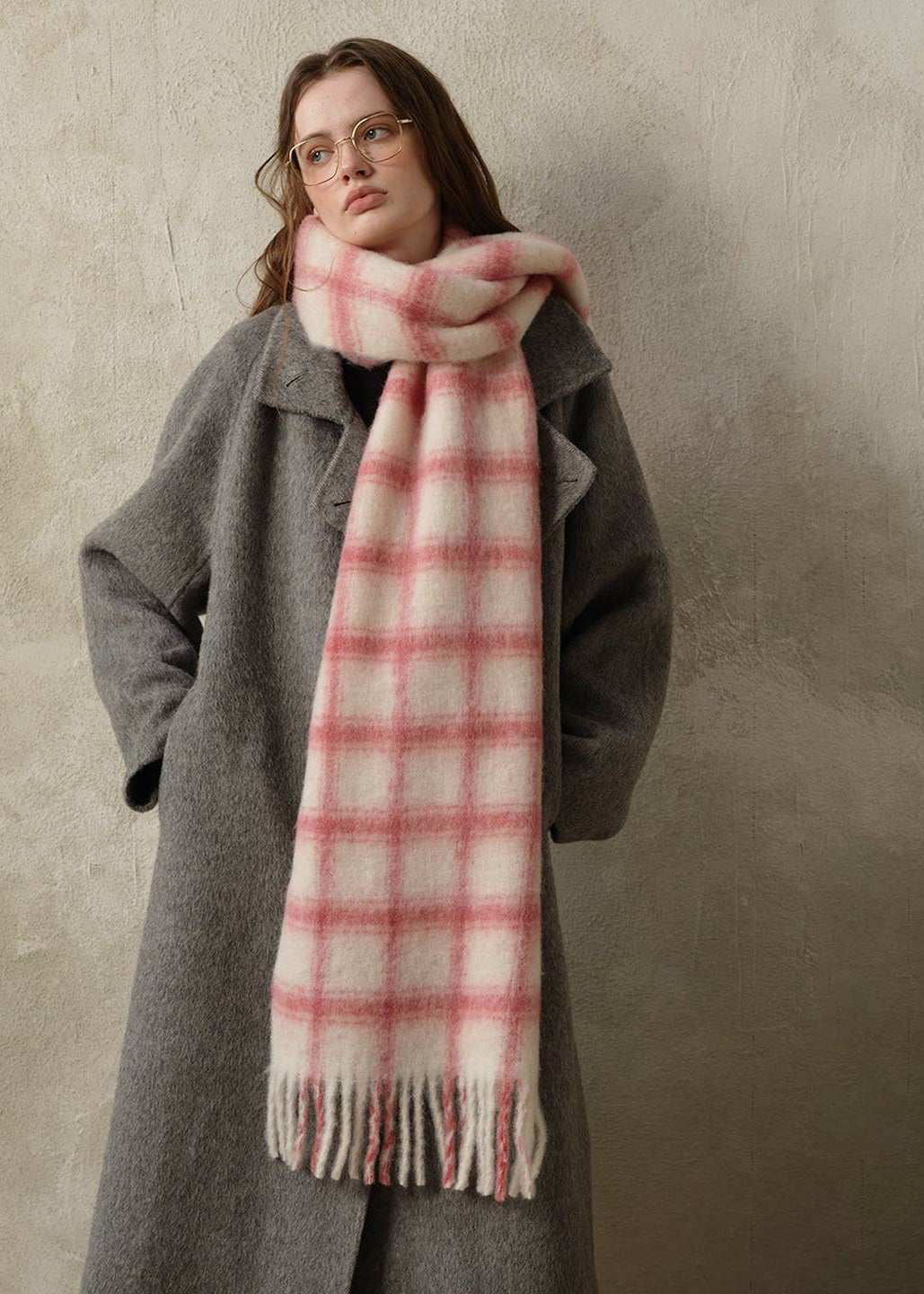 Red and White Plaid Scarf