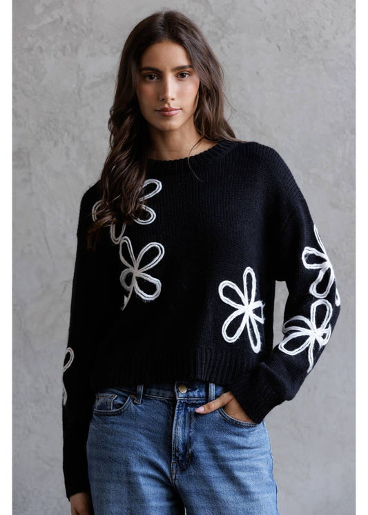 Floral Detail Crewneck Sweater