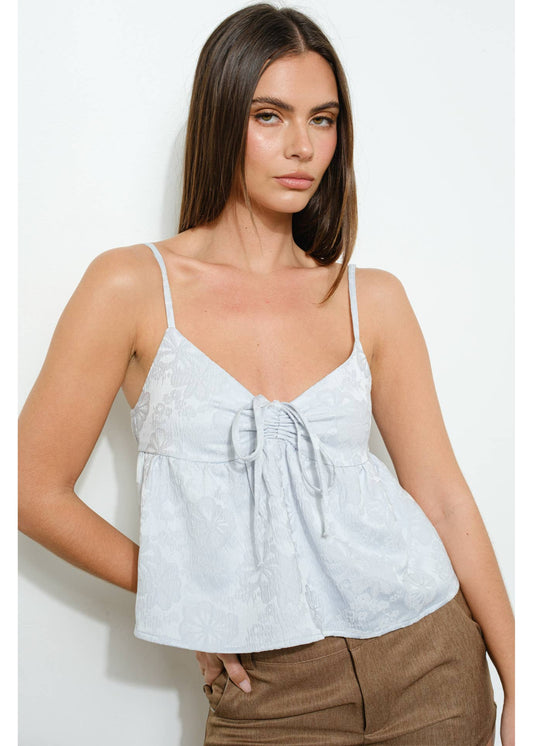 Jacquard Fabric Floral Printed Cami Top