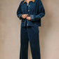 Contrast Collar Plaid Cuff Corduroy Button Front Barn Jacket