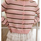 Pink Striped Button Up Cardigan