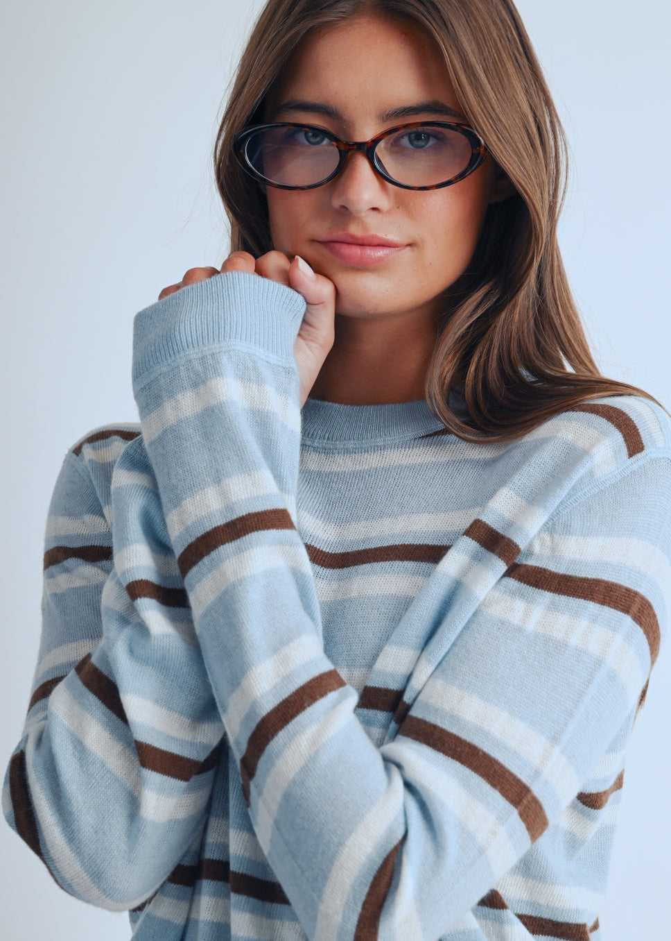 Stripe Crewneck in Light Blue