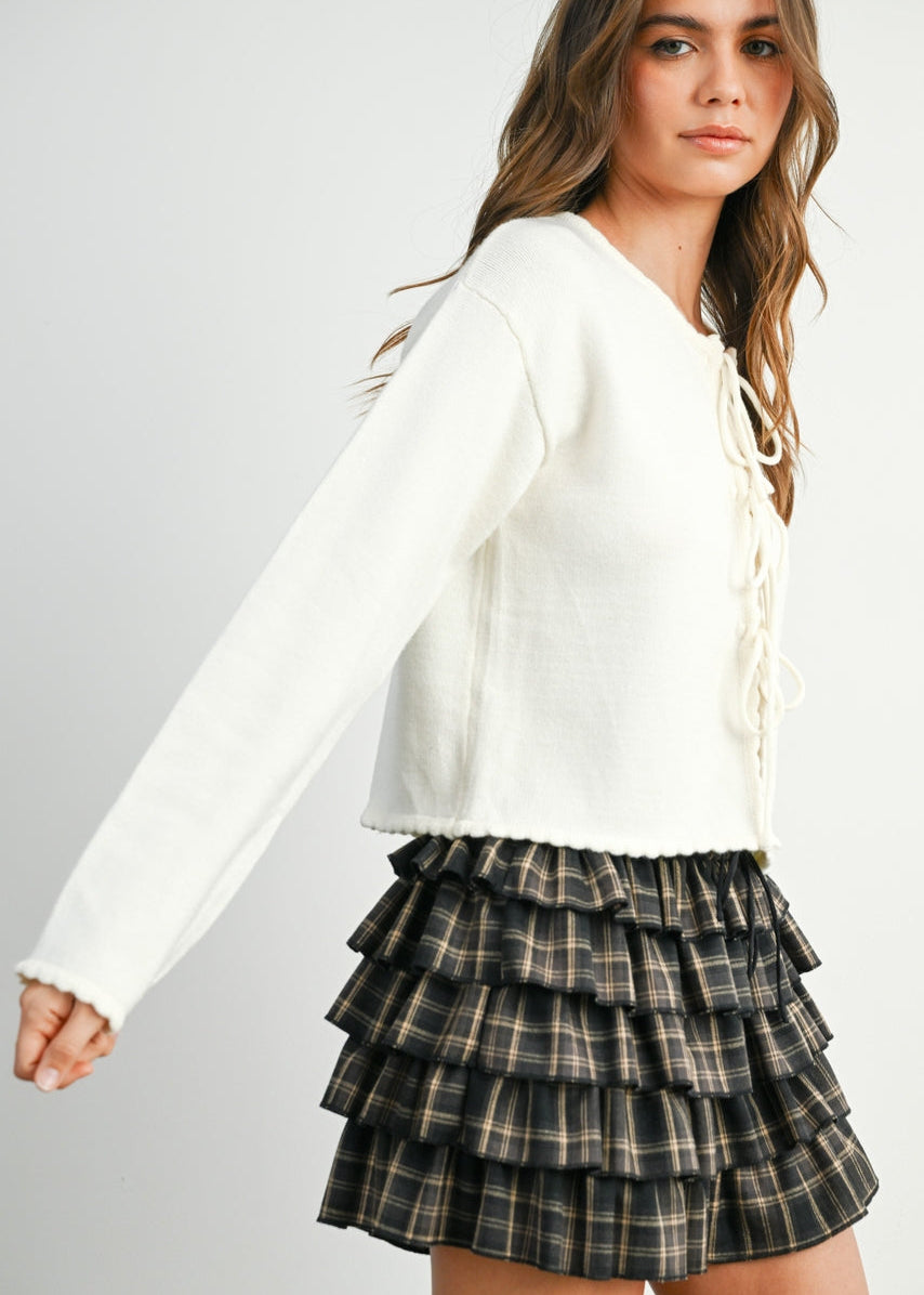 Tie-Front Long Sleeve in Ivory