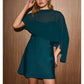 Satin Bias Slip Mini Dress with Sheer Cape