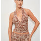 Yuna Paisley Halter Top in Brown