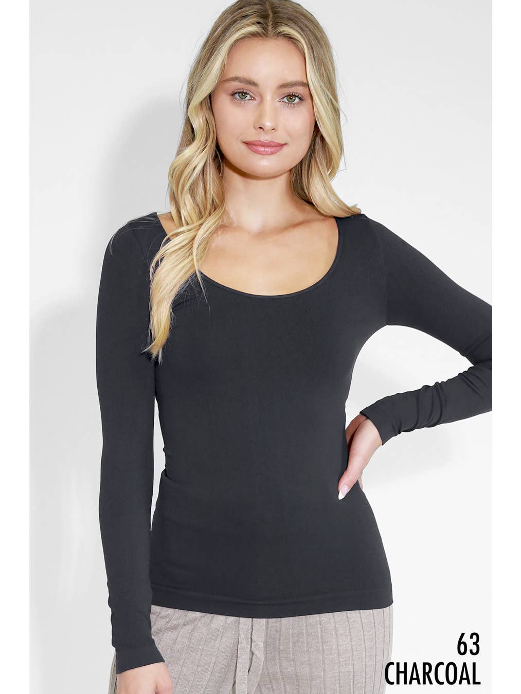 Black Long Sleeve Scoop Neck Top by Niki Biki