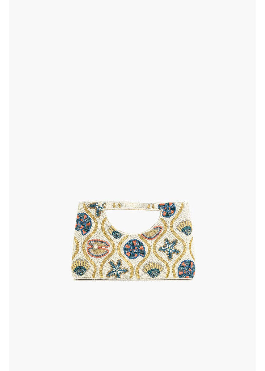 Sunlit Shore Beaded Clutch Bag