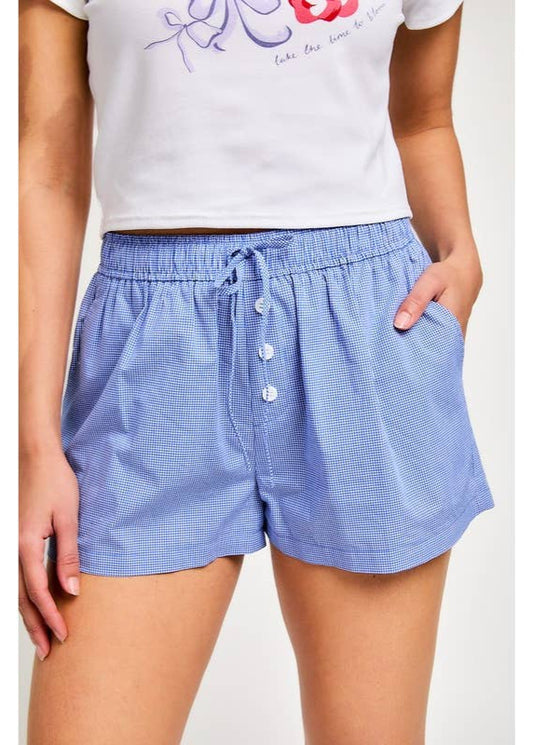Waist Tie Checkered Shorts