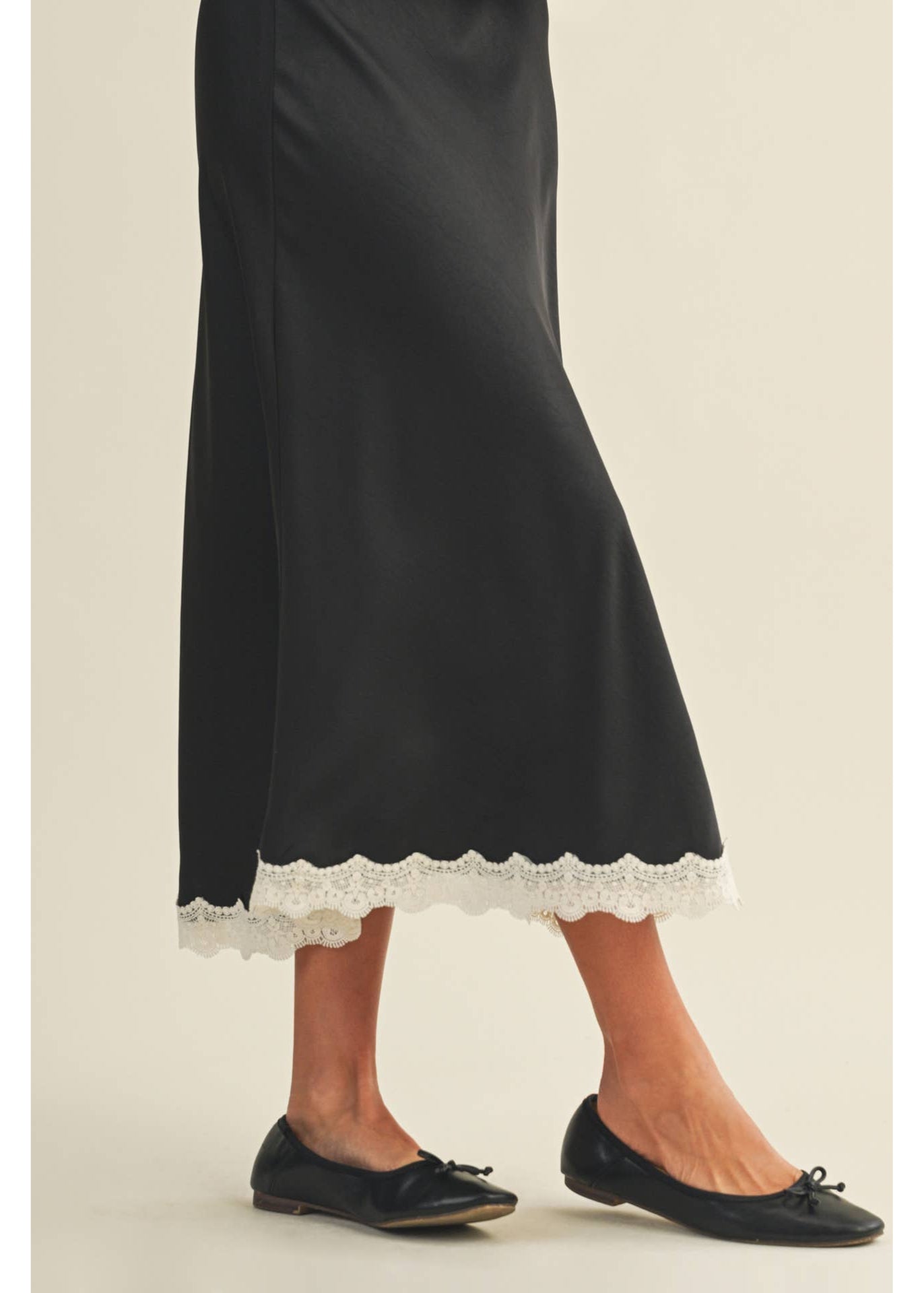Lace Trim Maxi Skirt