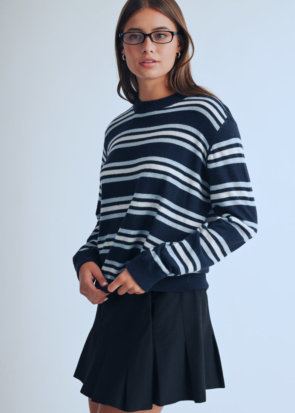 Stripe Crewneck in Navy