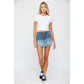 Mid Rise Mini Denim Skirt