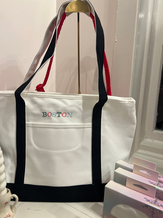 “Boston” Embroidered Tote