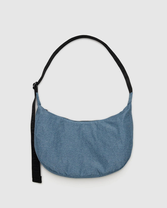 Medium Nylon Crescent Bag in Denim by Baggu